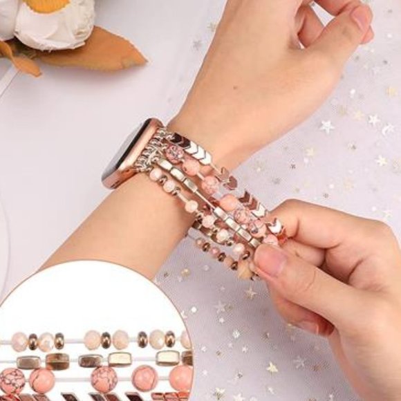 NEW Beaded Rose Gold/Pink Boho Apple Watch Band